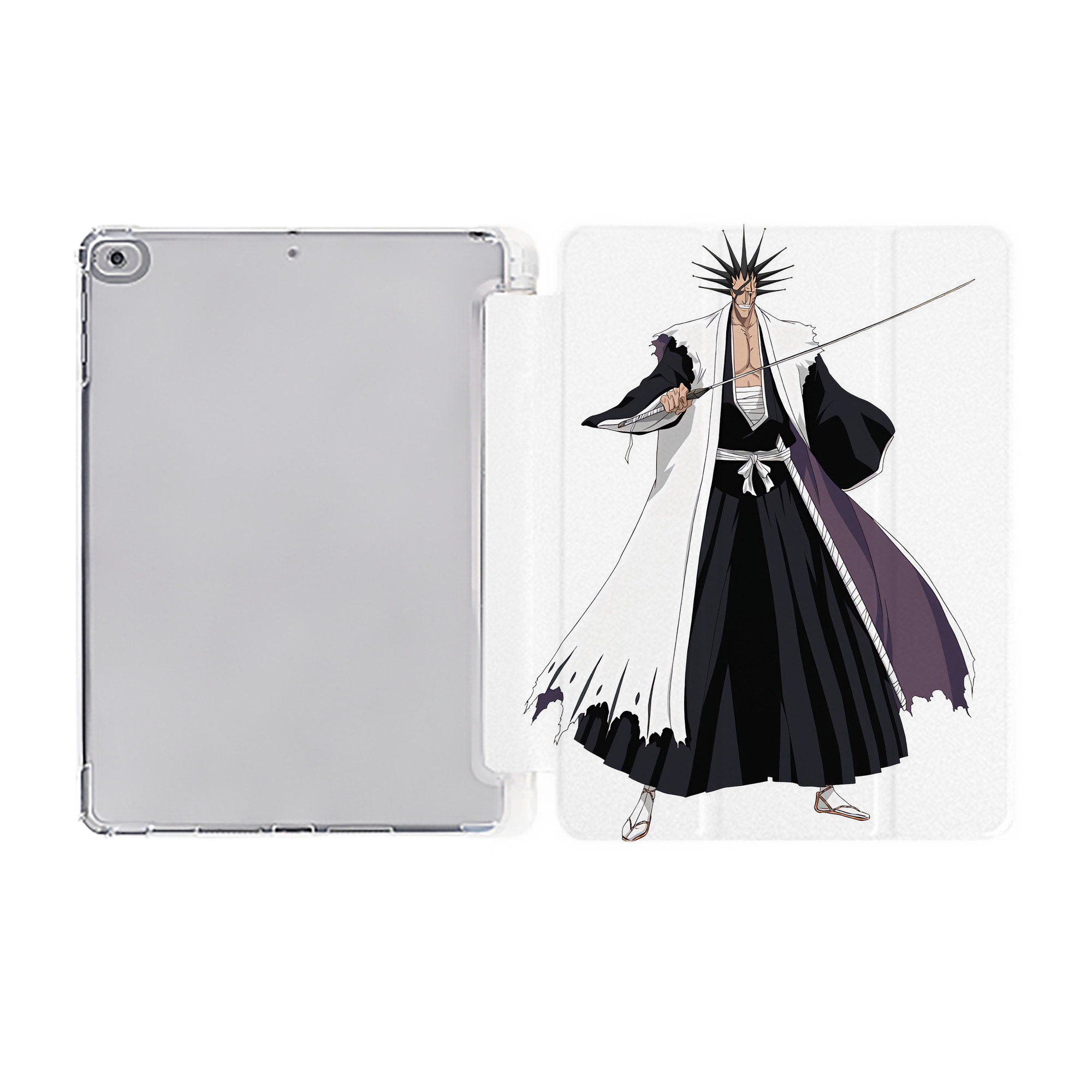 （画像用） ブリーチ ざらき けんぱち BLEACH Zaraki Kenpachi IPad ケース ペン収納付き 三つ折りスタンド PUレザー×シリコン 対応機種9.5/10.5/10.9インチ